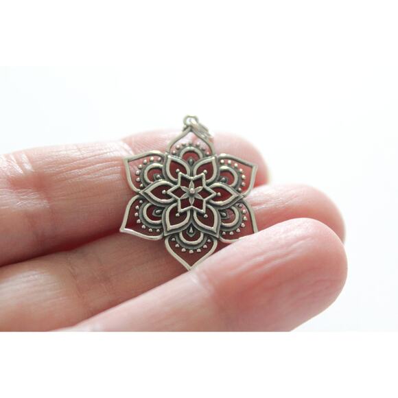 Sterling Silver Openwork Lotus Pendant, Silver Openwork Lotus Pendant - Picture 3 of 5